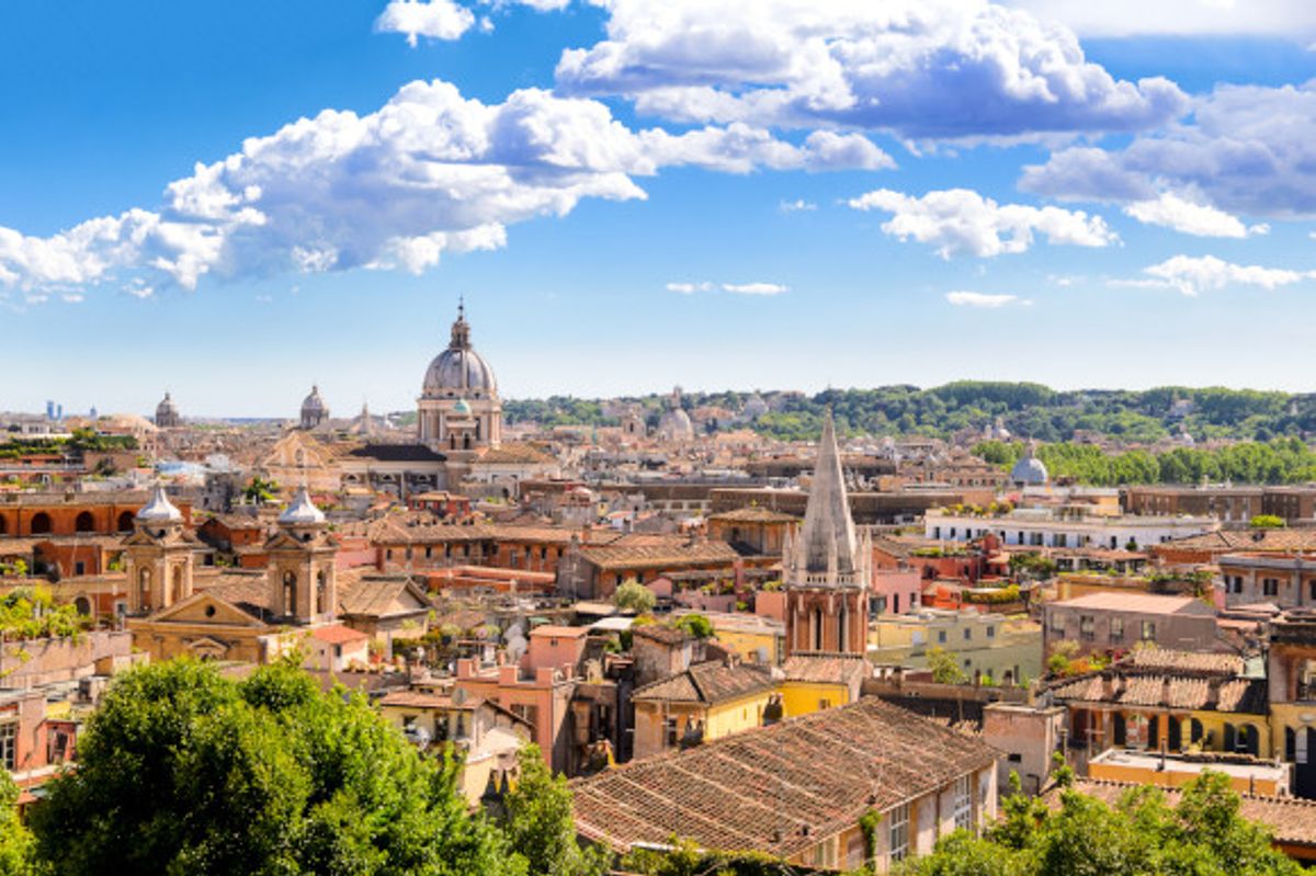Epic panoramas of the city of Rome from an aerial view showcasing all its major attractions and relics
