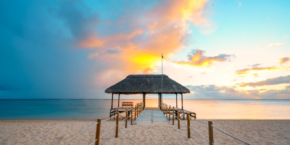 Tropical beach at sunrise