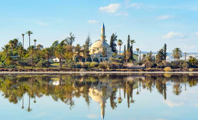 Hala Sultan Tekke Mosque on Salt Lake in Larnaca