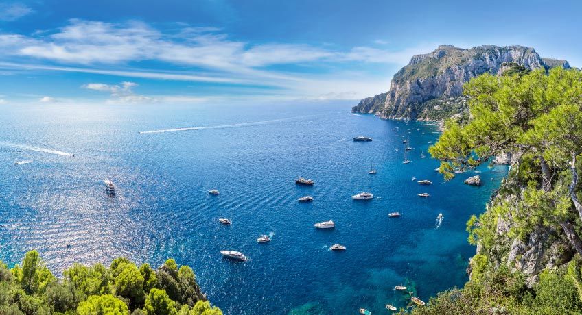 Boats off the coast of Capri