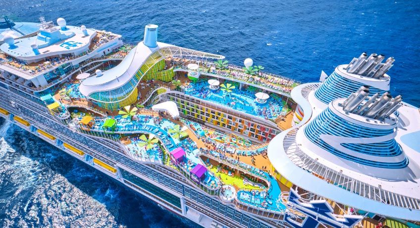 Aerial view of the deck on Icon of the Seas