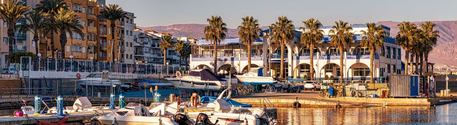 Boats moored at Roquetas de Mar