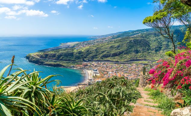 Aerial view of Machico bay in Madeira