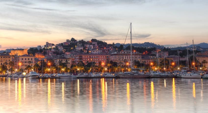 Boats in Le Spezia harbour at dusk