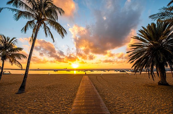 Teresitas Beach in Tenerife at sunset