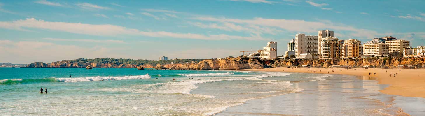 View along the coast to Praia da Rocha, Algarve