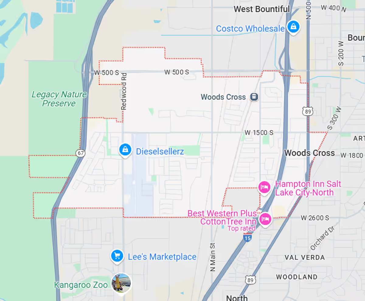 Carpet cleaning service area map for Woods Cross