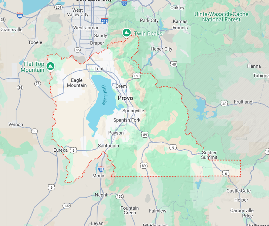 Utah County service area map