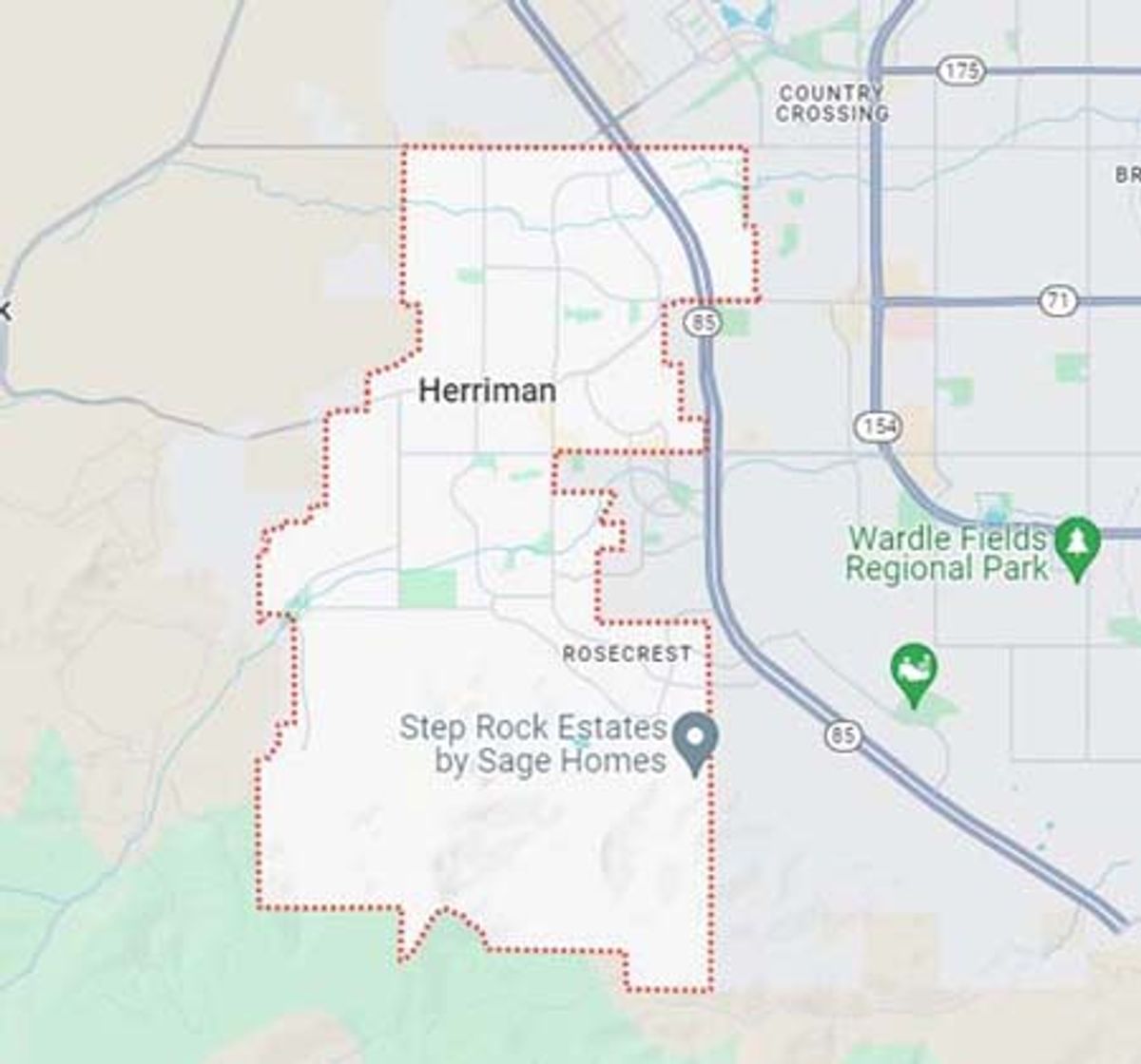 Carpet cleaning service area map for Herriman