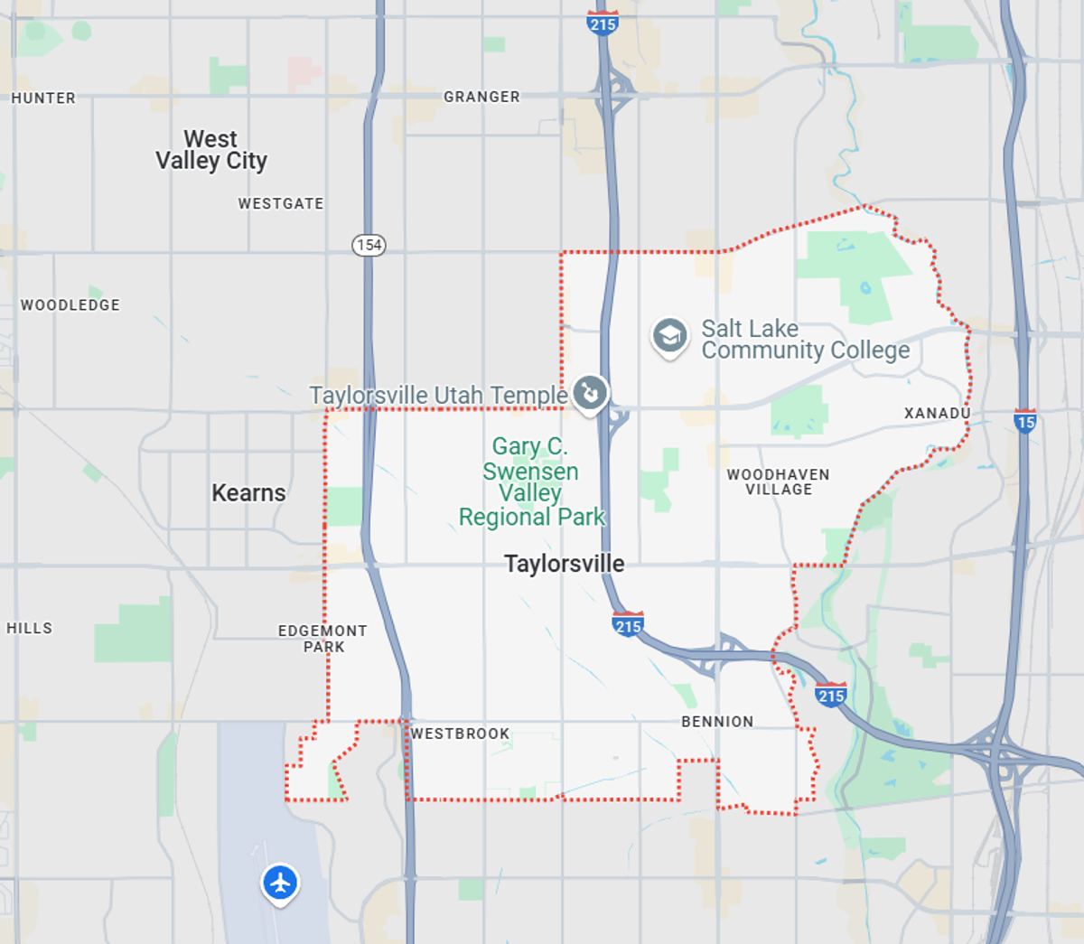Carpet cleaning service area map for Taylorsville