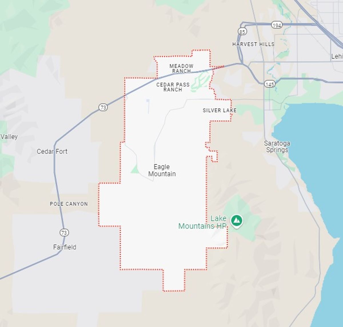 Carpet cleaning service area map for Eagle Mountain