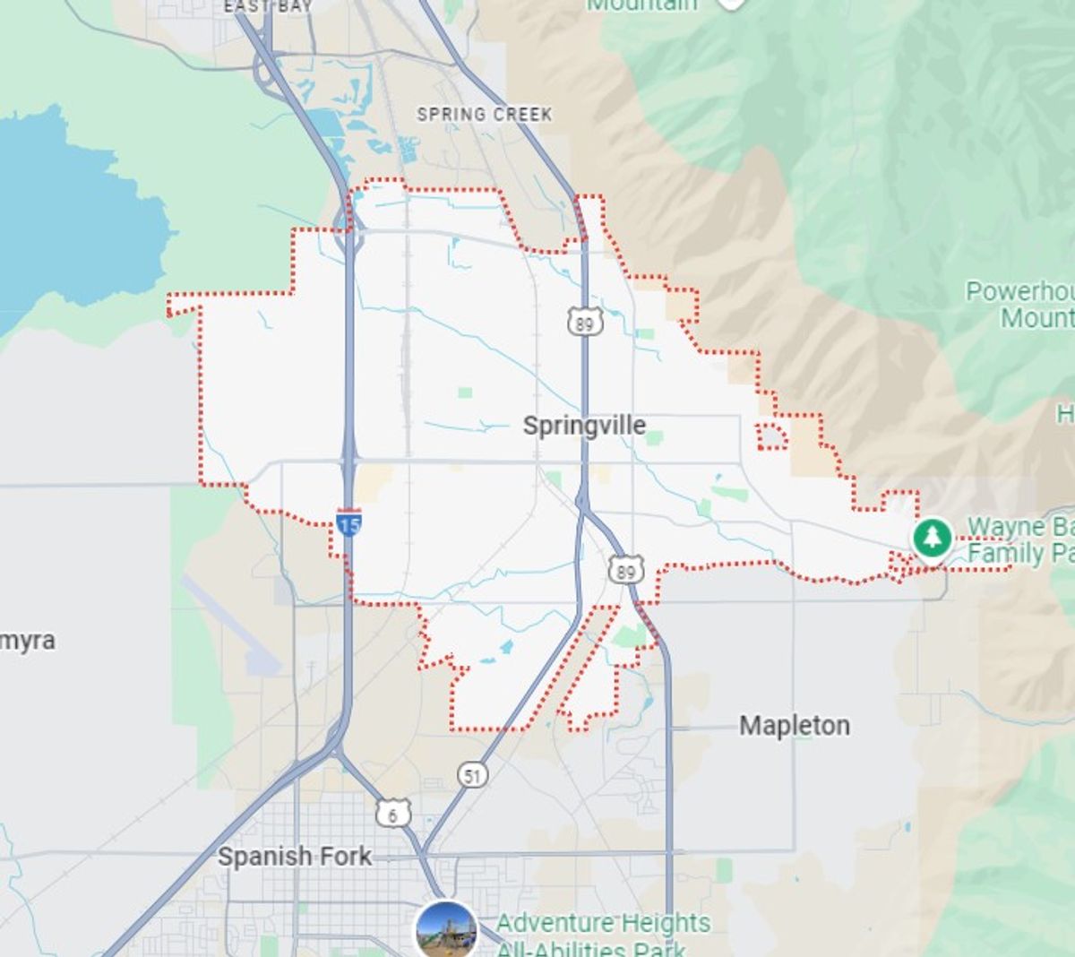 Carpet cleaning service area map for Springville