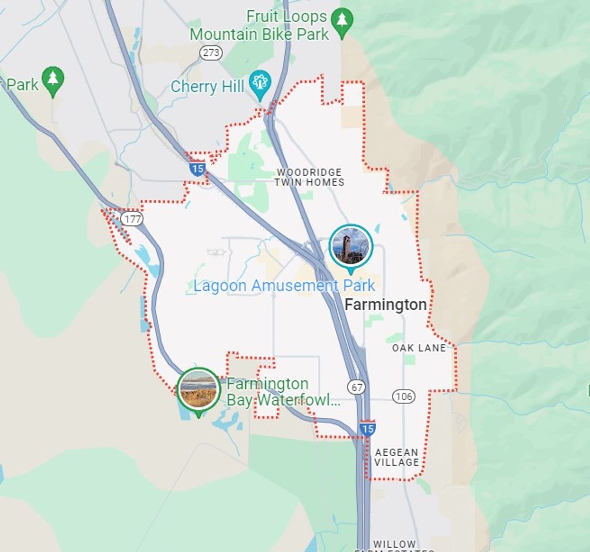Carpet cleaning service area map for Farmington