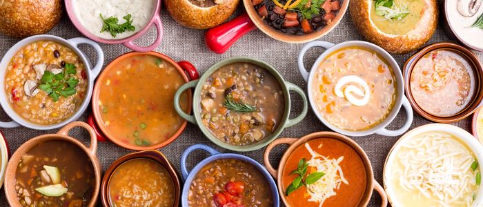 multiple bowls of soup
