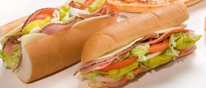 Hoagie sandwich with meat and cheese