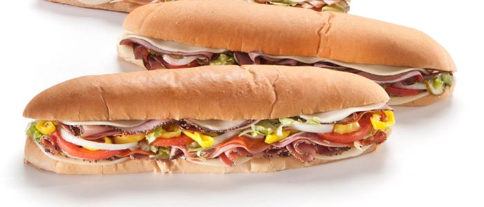 Hoagie sandwich with meat and cheese