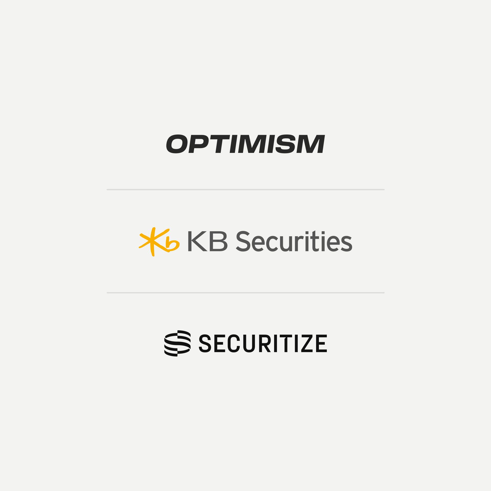 Optimism, KB Securities, Securitize