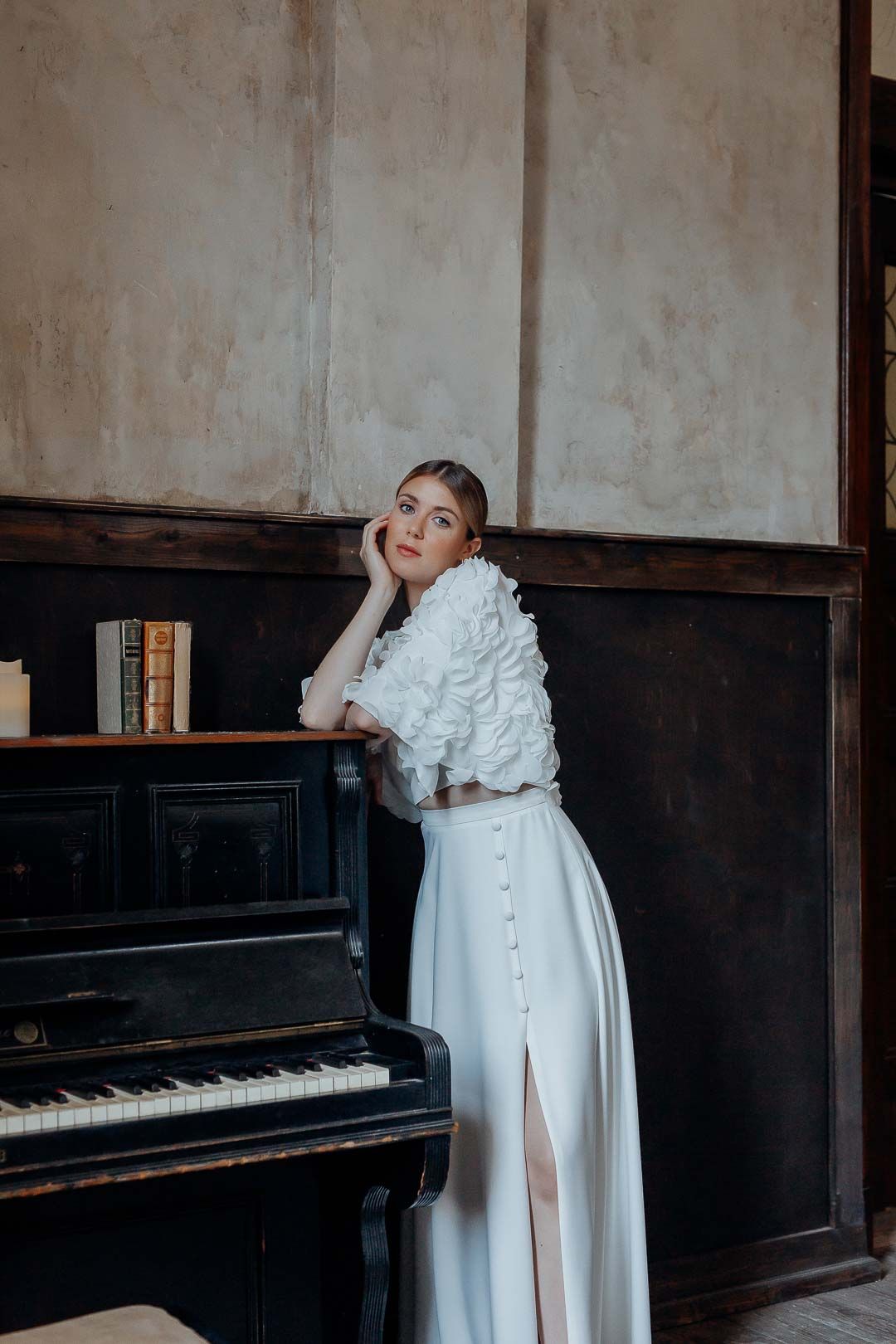 Kurzes Braut Cape in 3D-Optik, Elba noni