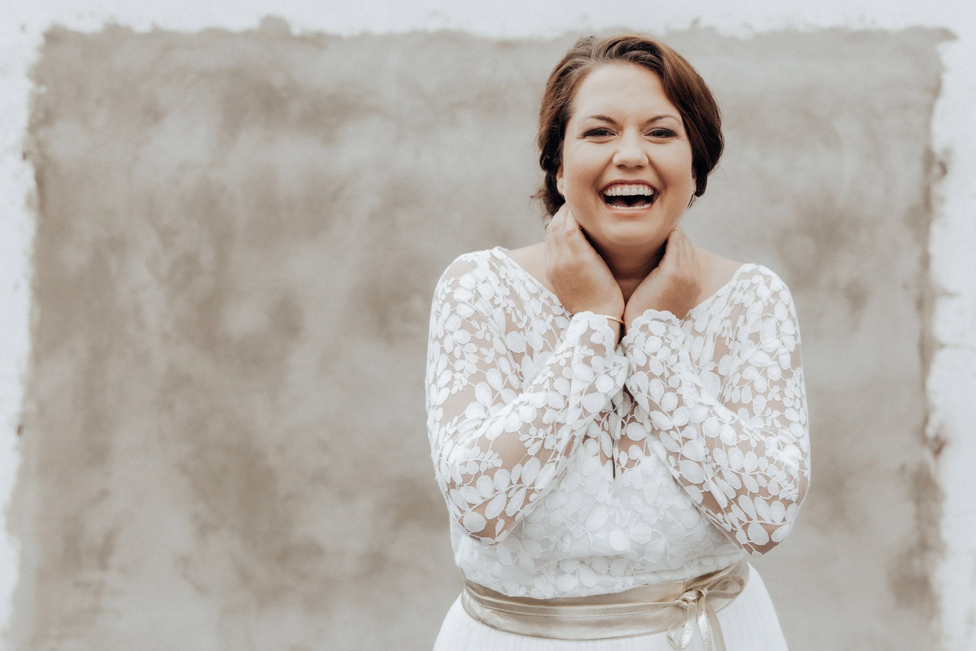 Langarm-Braut Top aus Blätterspitze – Norine noni Curvy