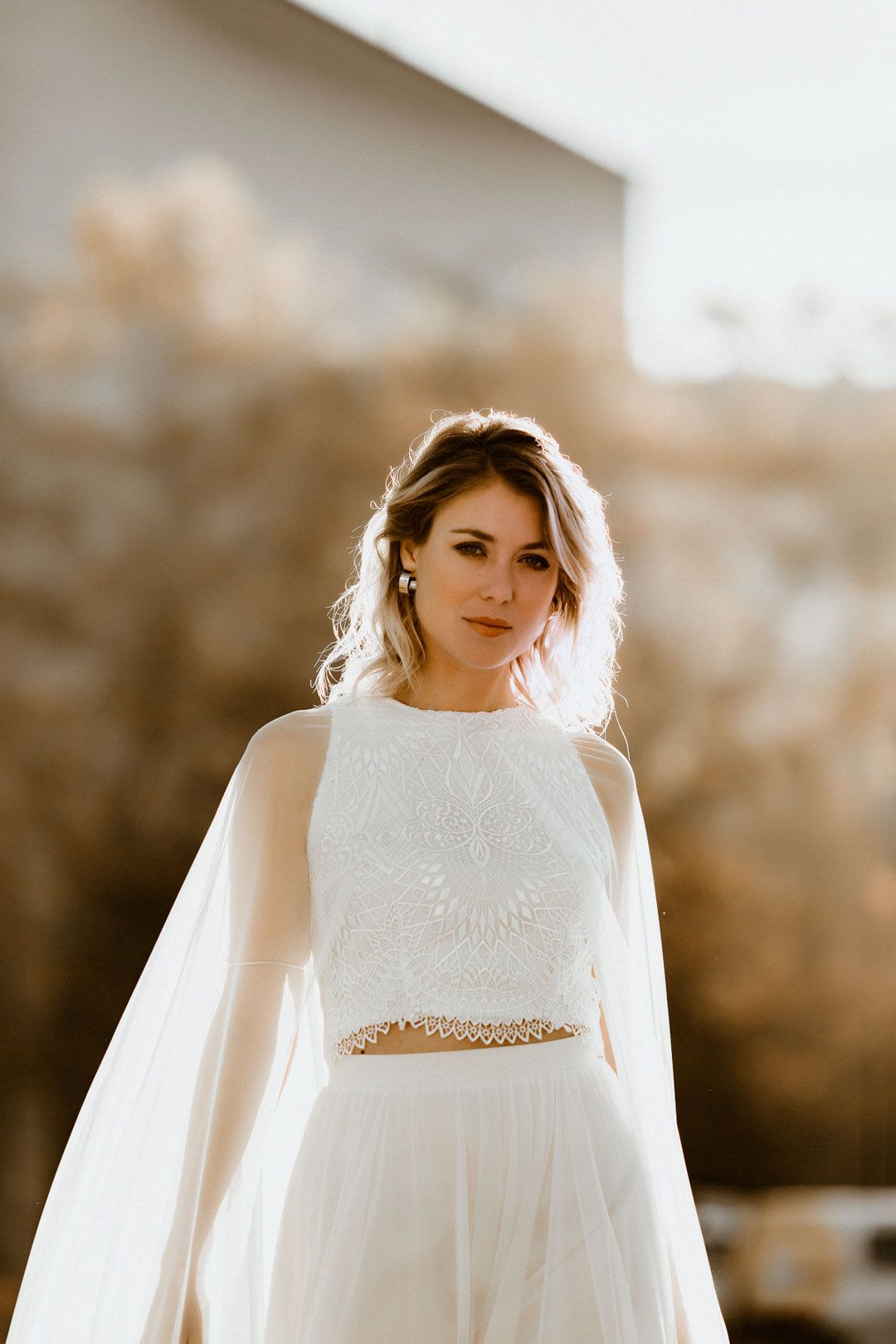 Braut Cape mit langer Schleppe, Oriana noni