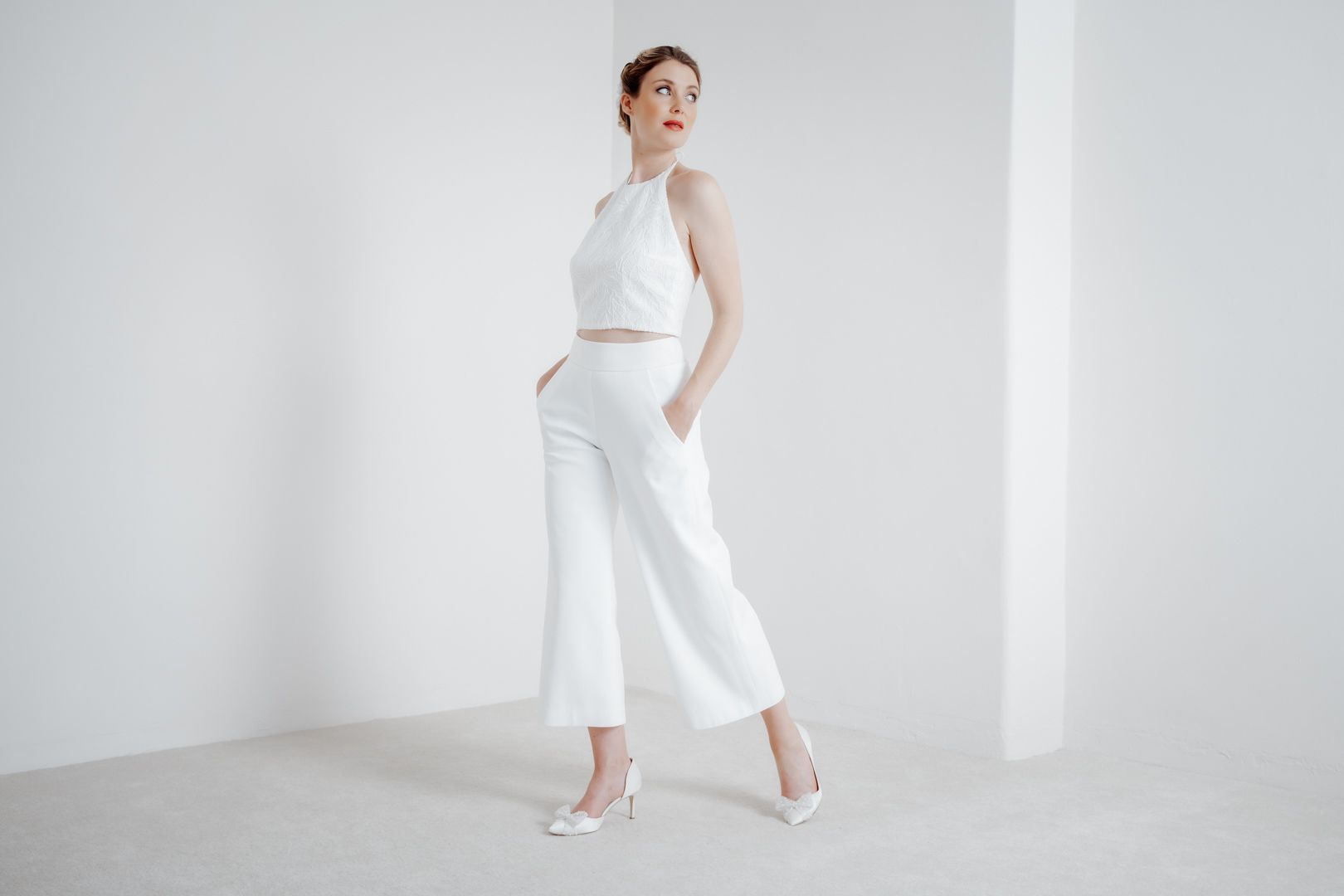Braut Culotte in Ivory, Pixie noni mit Neckholder-Top Alie