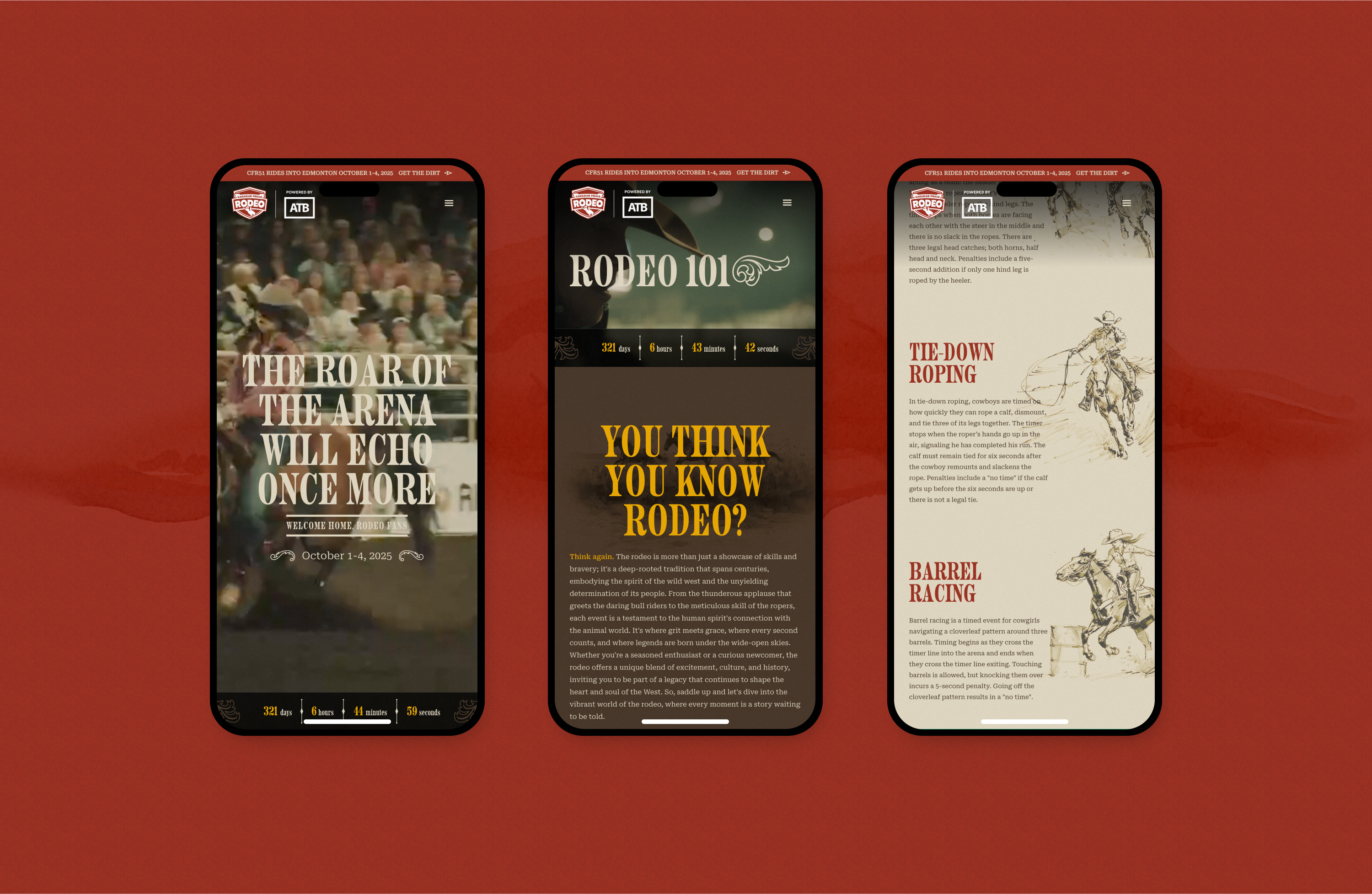 Three CFR pages on phones, including Rodeo 101