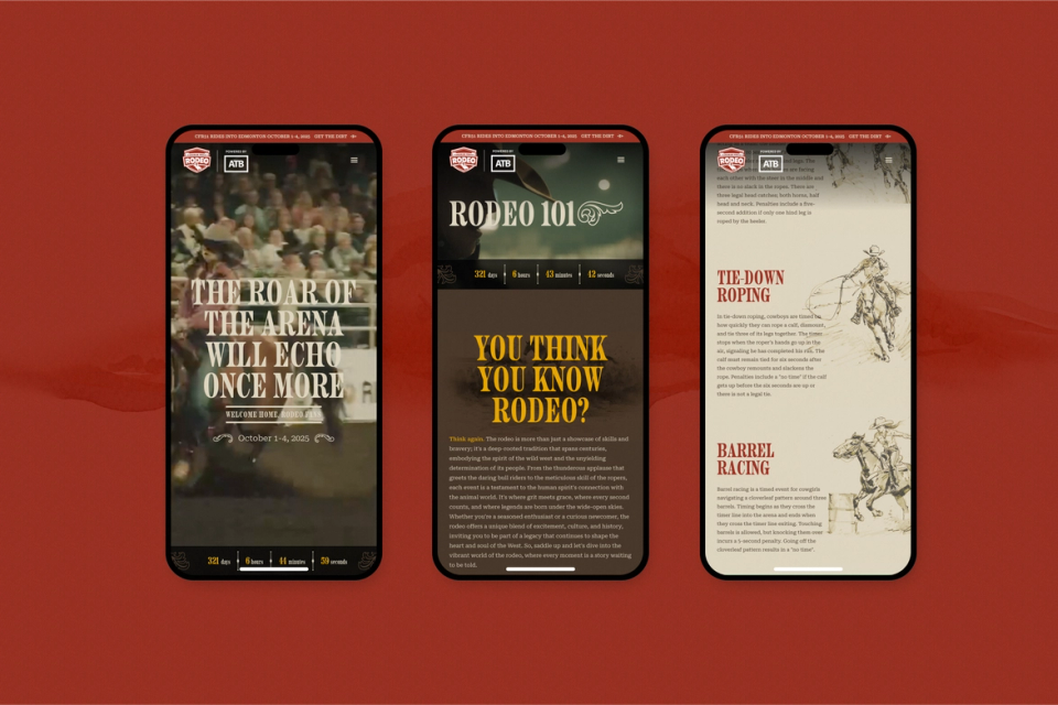Three CFR pages on phones, including Rodeo 101