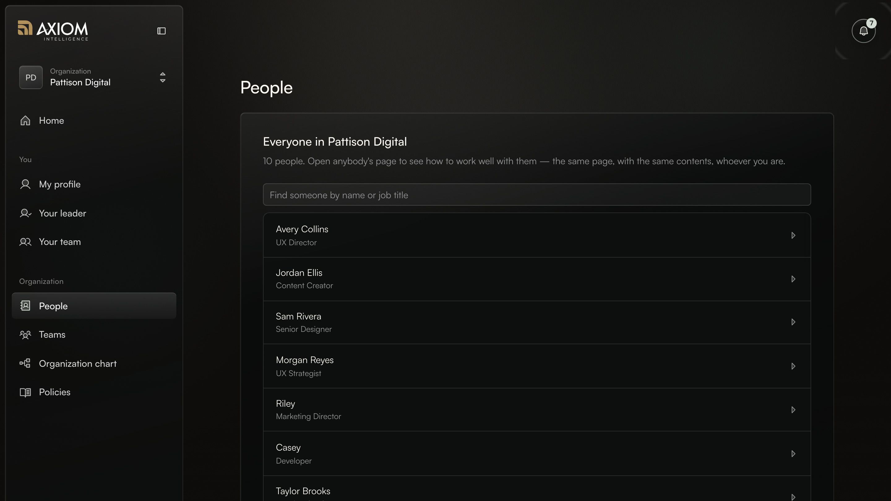 The People directory, where anyone’s page shows how to work well with them