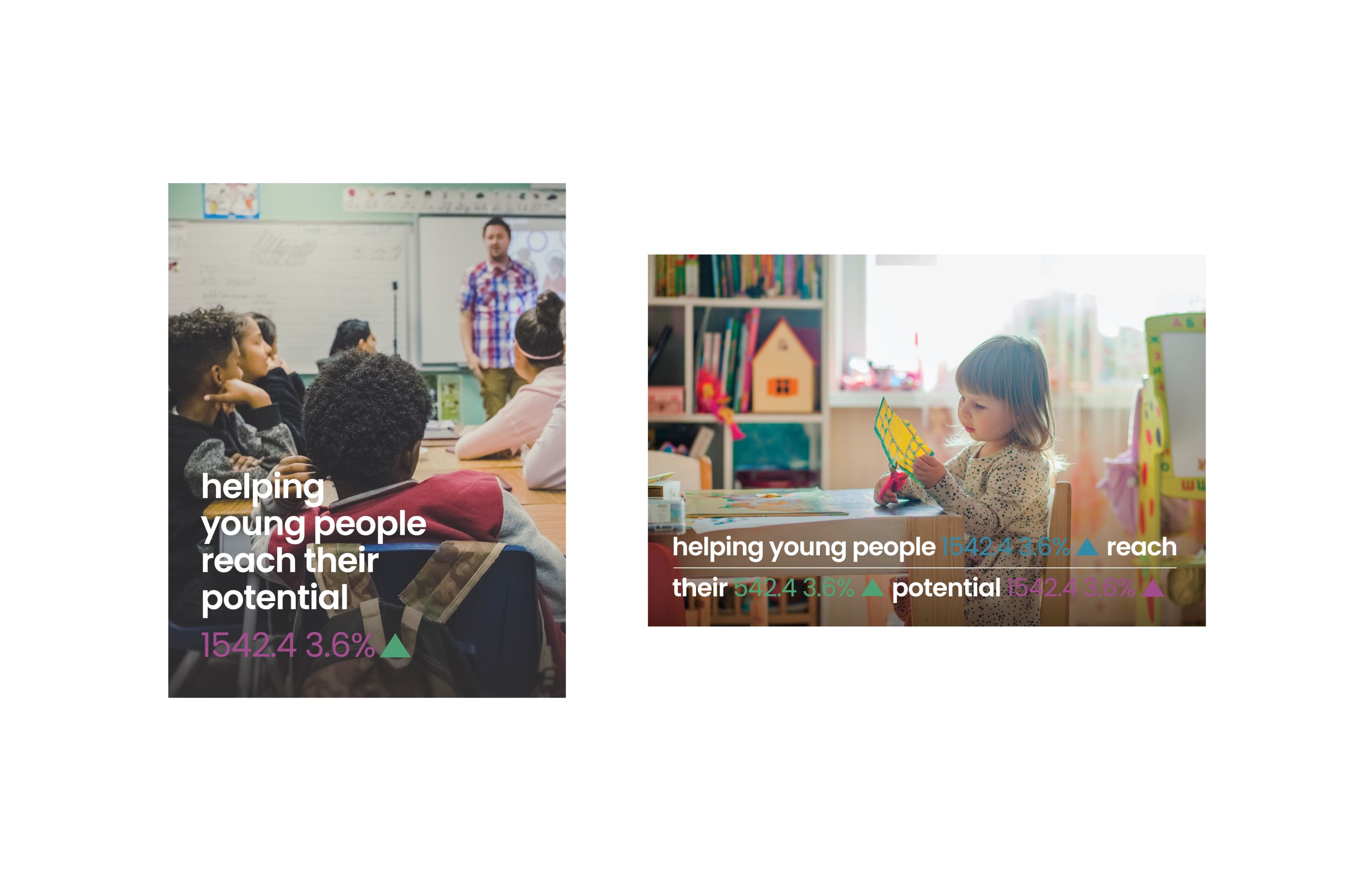Photos of students with the line helping young people reach their potential