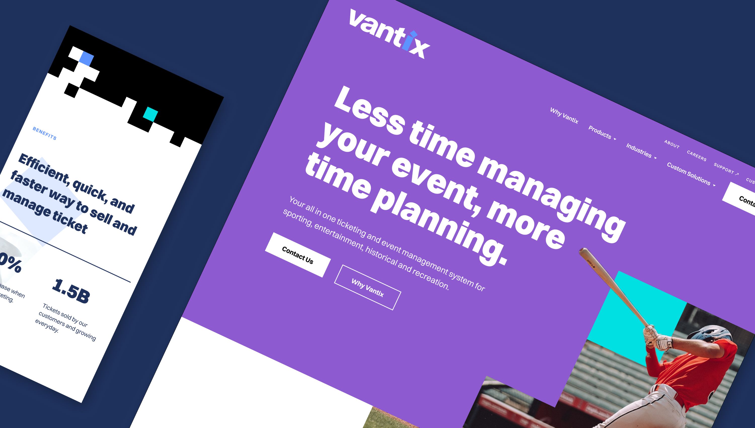 The Vantix homepage: Less time managing your event, more time planning