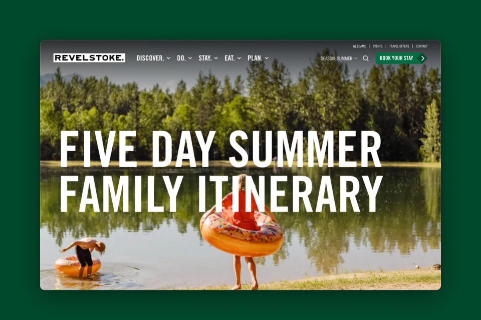 The Five Day Summer Family Itinerary, a child on an inflatable in a lake