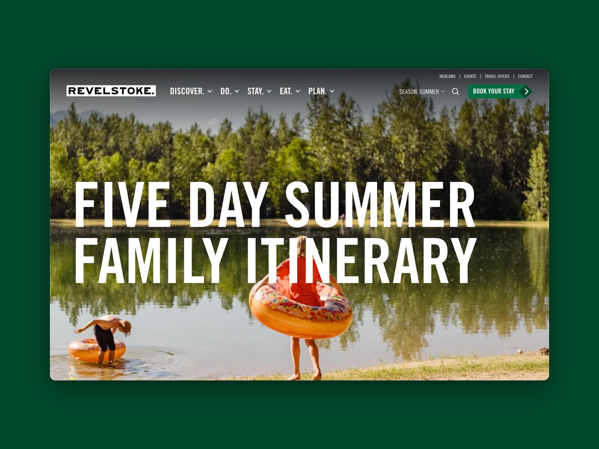 The Five Day Summer Family Itinerary, a child on an inflatable in a lake