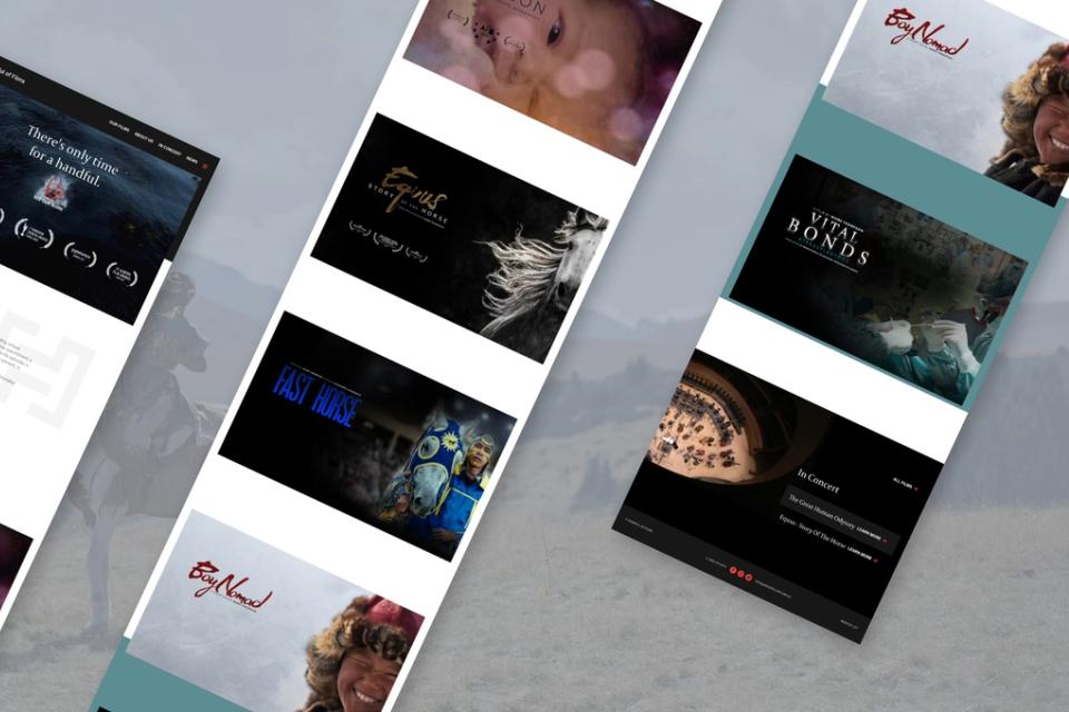 Film pages from the Handful of Films website, laid out at an angle