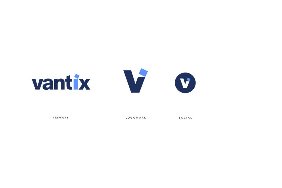 The Vantix logo, logomark and social icon