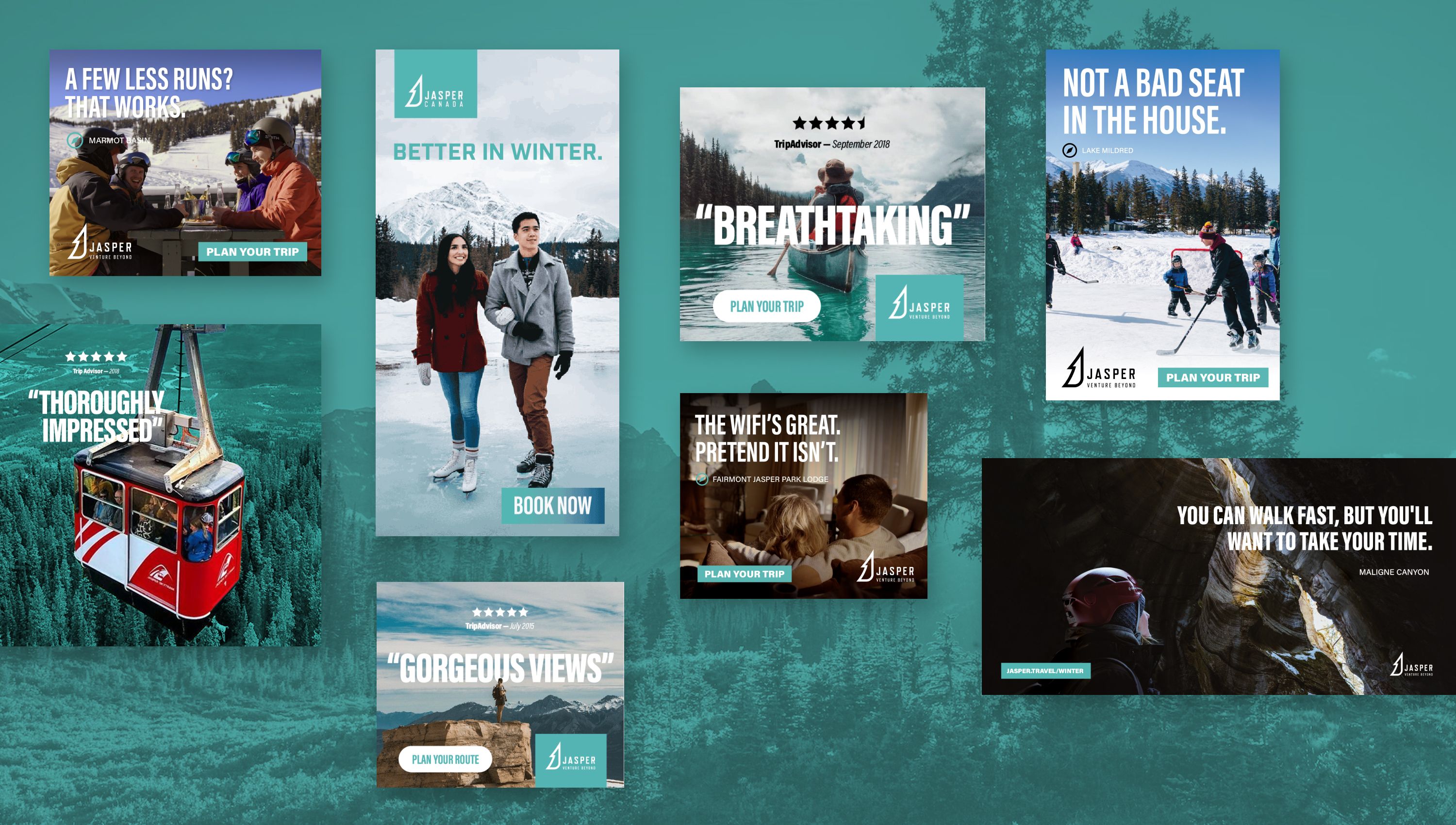 Seasonal display ads for Tourism Jasper