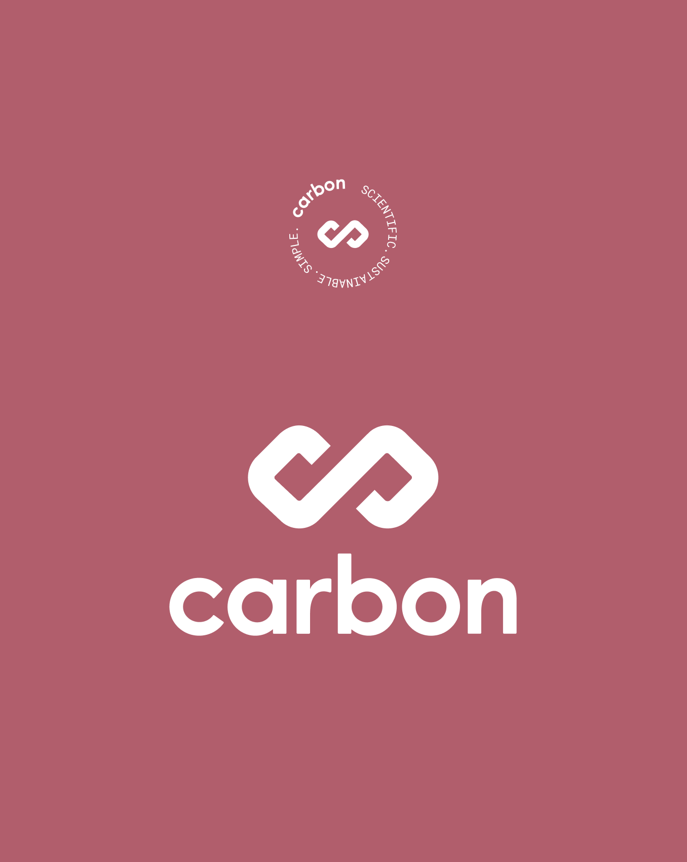 The Carbon logo in white on rose