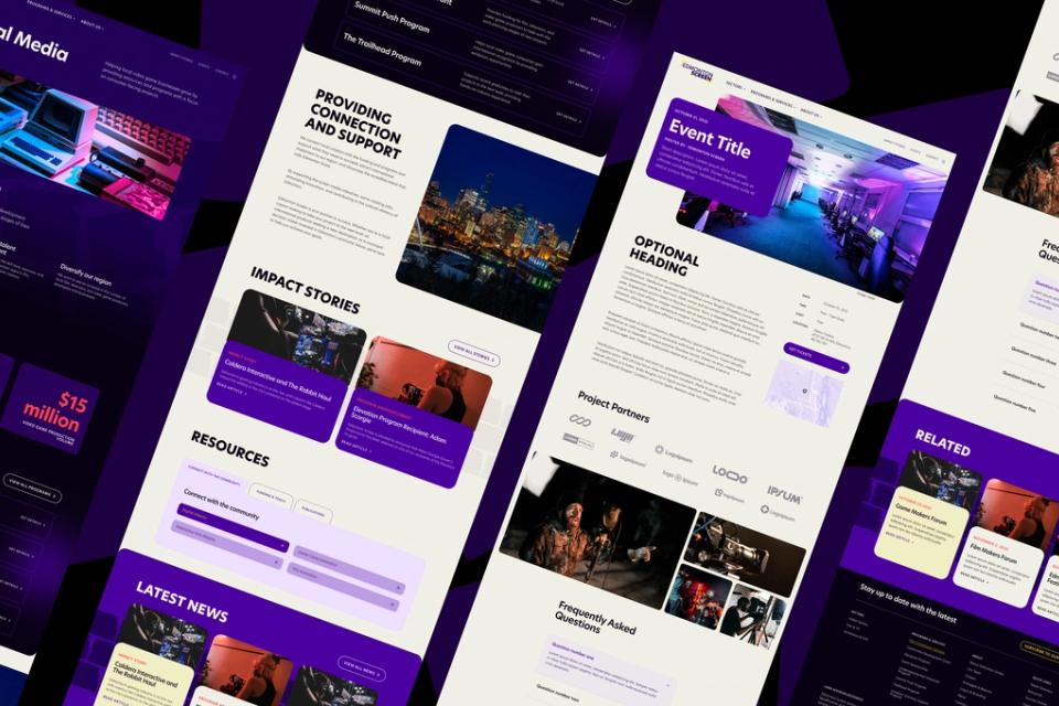 Edmonton Screen program, impact and event pages, laid out at an angle