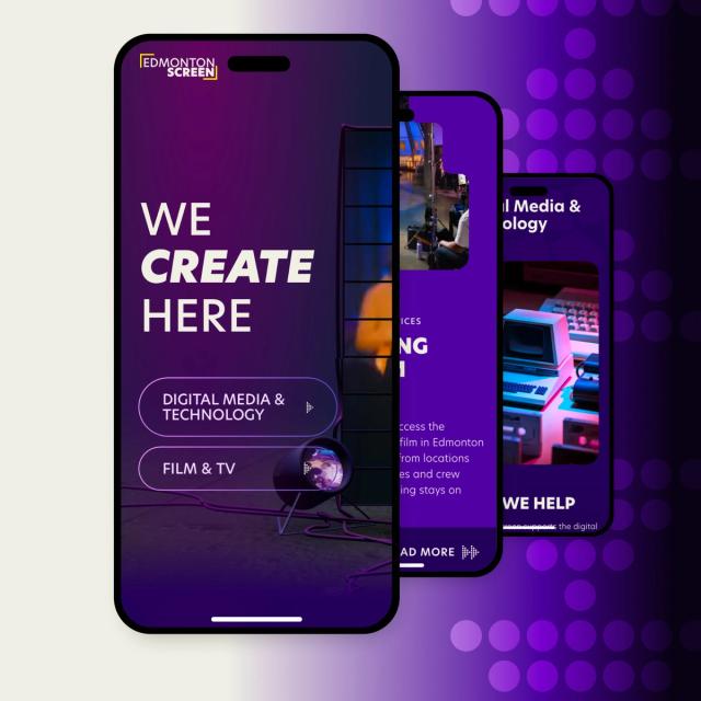 The Edmonton Screen homepage on two phones