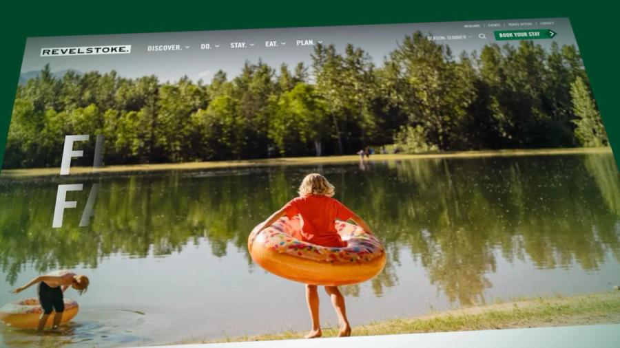 The Five-Day Summer Family Itinerary on seerevelstoke.com: a child carrying a doughnut float into a lake