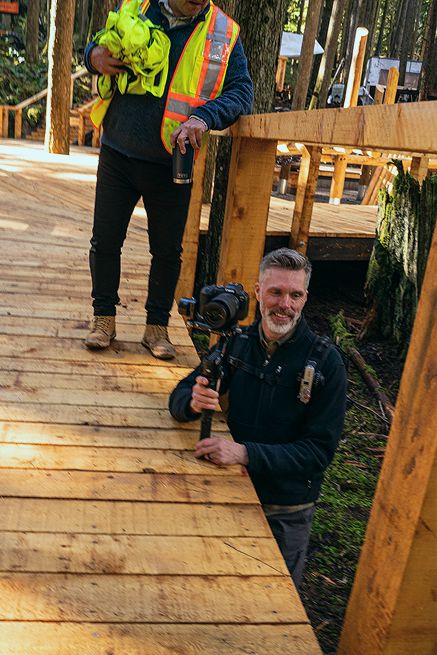 Our photographer and a construction worker on a new canyon walkway