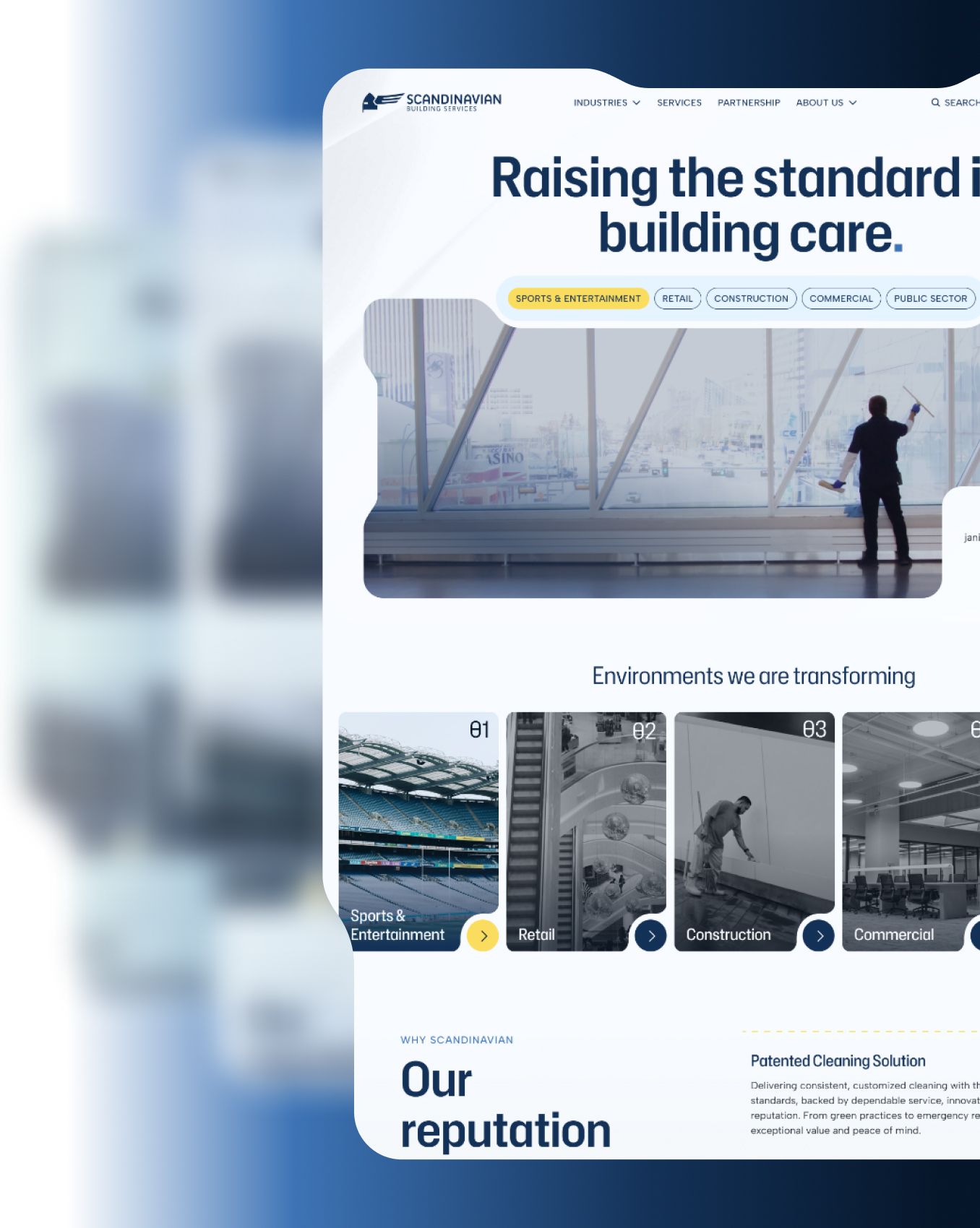 The Scandinavian Building Services homepage: Raising the standard in building care