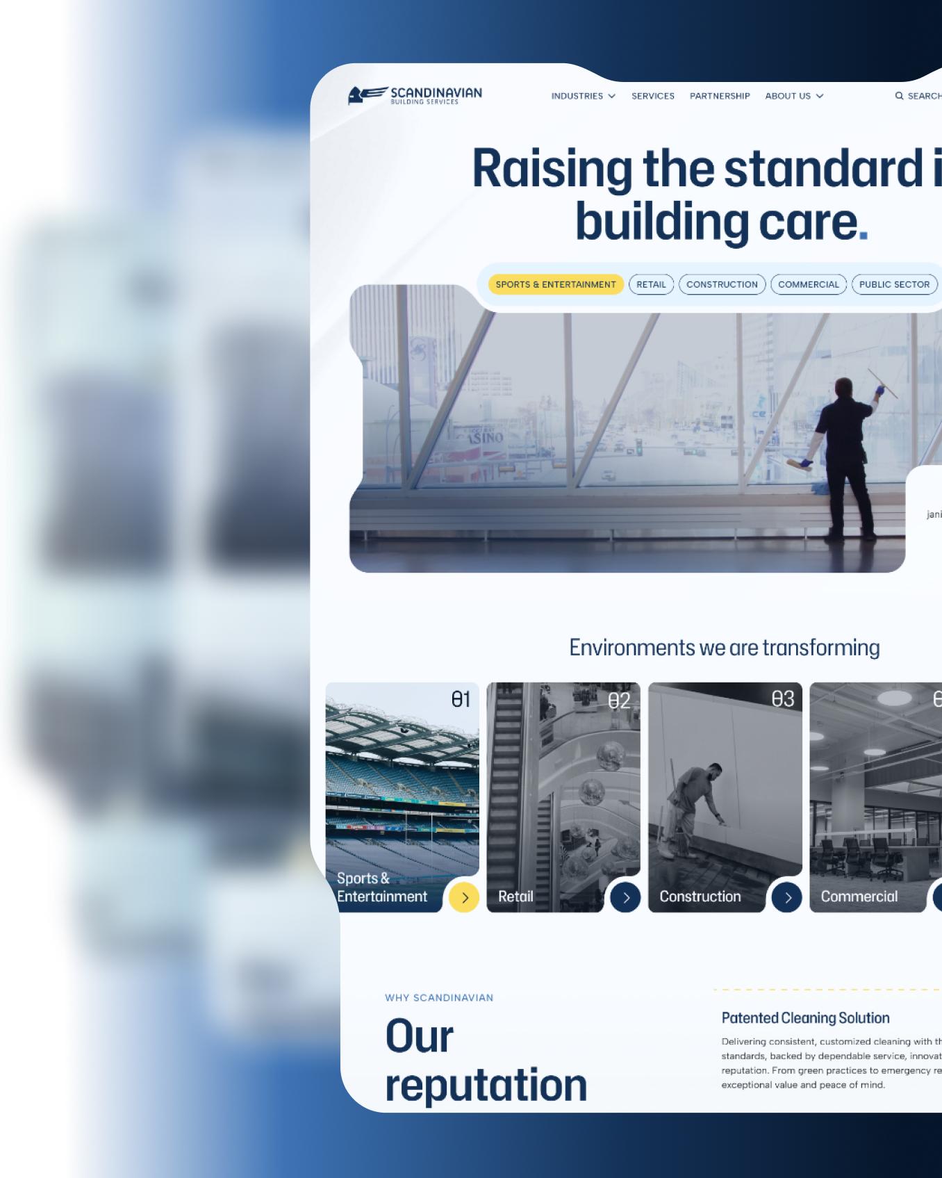 The Scandinavian Building Services homepage: Raising the standard in building care
