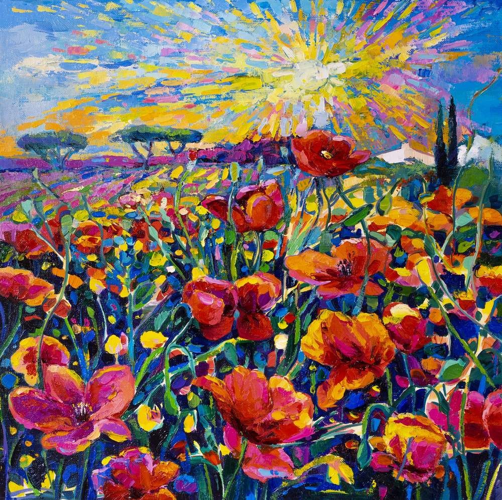 Sunburst Over the Poppies — original oil painting by Ivailo Nikolov