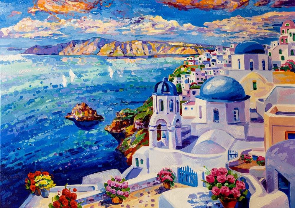 Santorini View — original oil painting by Ivailo Nikolov