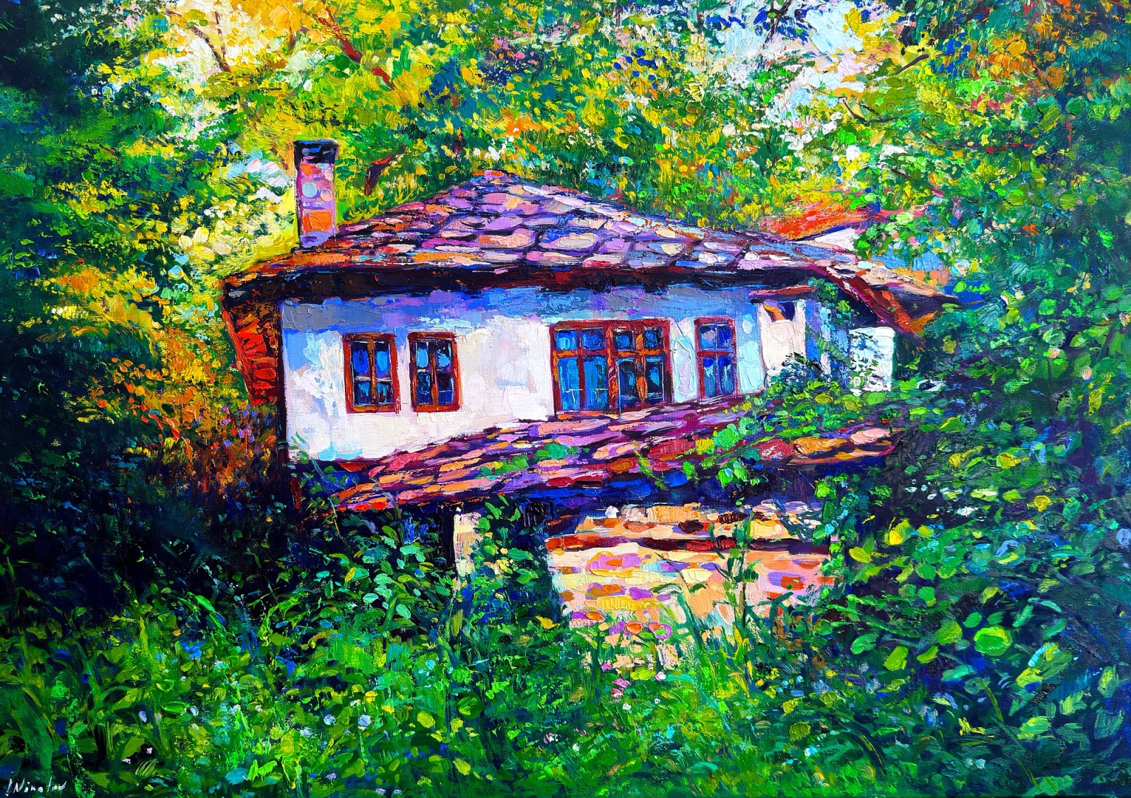 Old Bulgarian House — original oil painting by Ivailo Nikolov
