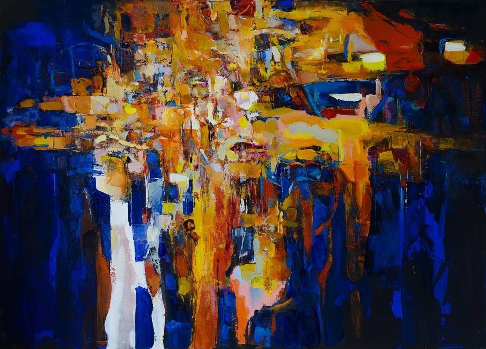 Abstract Golden Night — original oil painting by Ivailo Nikolov