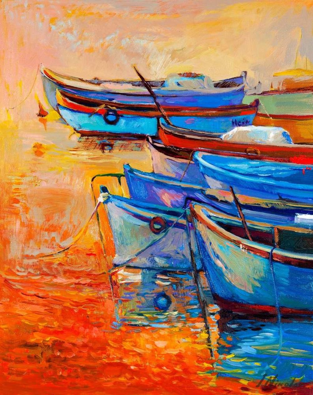 Blue Boats at the Dock