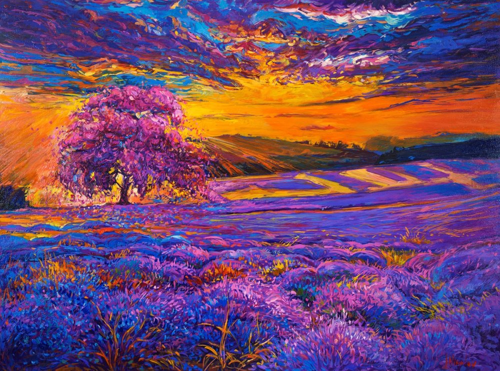 Pink Tree Above the Lavender
