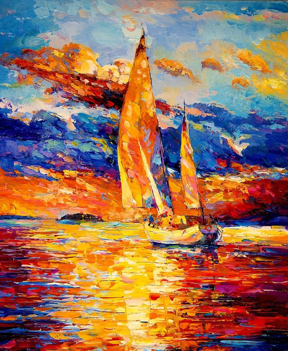 Golden Sails at Sunset