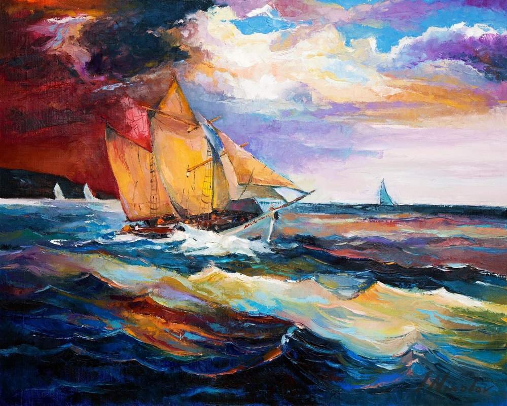 Schooner Among the Swells